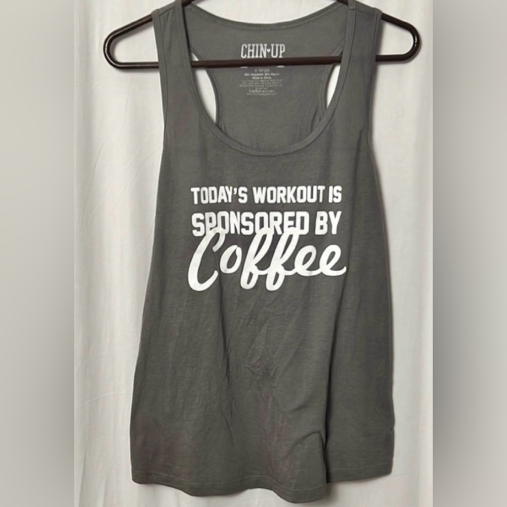 Chin Up Apparel Gray Racerback Graphic Tank Top Size XL